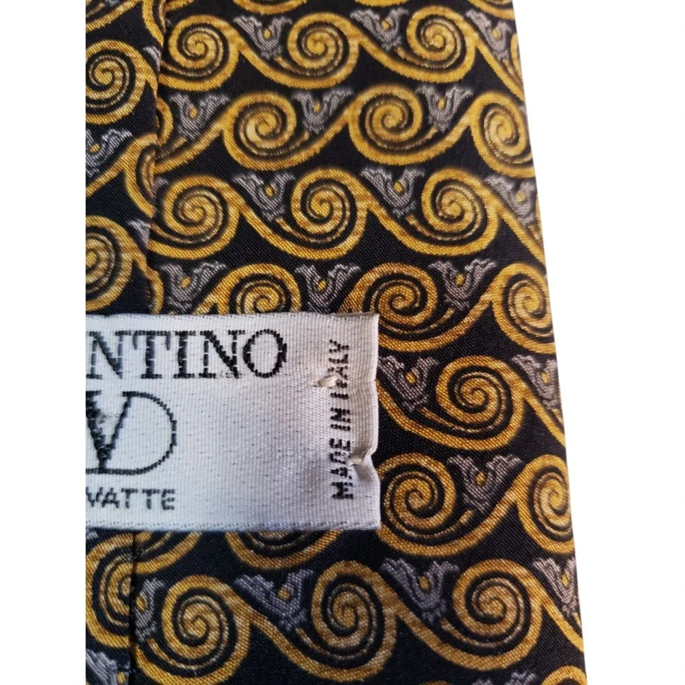 Valentino‎ Mens Tie Necktie Designer Luxury Brown Black Gray Geometric Suit Work